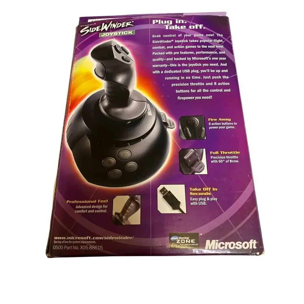 Microsoft SideWinder USB Joystick With Original Box Untested Vintage Gaming